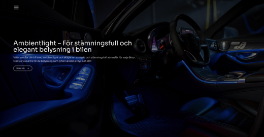 Hemsida vi byggt för Ambientlight – Ambient-belysning i bil · Sverige