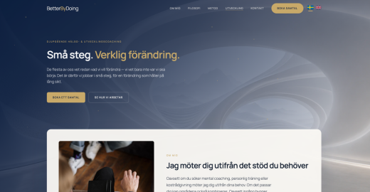 Hemsida vi byggt för BetterByDoing – Mental coaching & personlig utveckling